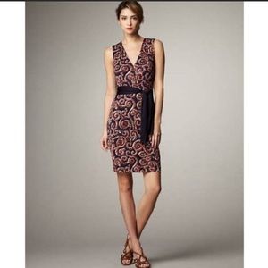 Tory Burch Nicola Navy Sapello Silk Belted Dress Small
